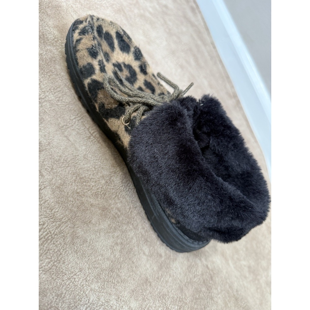 Hey Dude Britt Leopard Print Faux Fur Lined Winter Boots Women's Size 9 - Picture 4 of 12